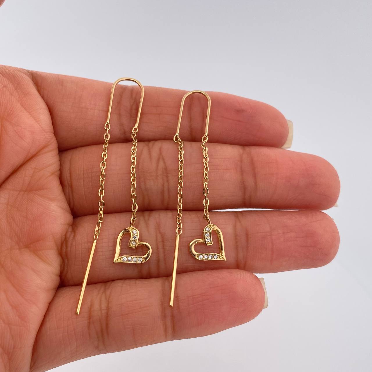 Topos Aretes Silueta Corazón 2.15gr / 6cm / 8.12mm Oro Amarillo 18K %