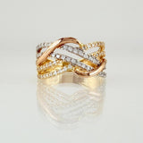 Anillo Lineas Entrelazadas 4.65gr / T7 / Tres Oros 18K ©