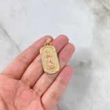 Dije Placa Virgen de Guadalupe 7.45gr / 4cm / Circones Blancos Dos Oros Amarillo Rosa