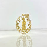 Dije Virgen de Guadalupe Tribal 7.3gr / 4.3cm / Circones Blancos Oro Amarillo