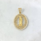 Dije Virgen de Guadalupe Tribal 7.65gr / 4.3cm / Circones Blancos Oro Amarillo