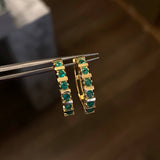Candongas Carriles 3.3gr / 1.7cm Esmeraldas 55pts Oro Amarillo (Joya)