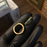 Candongas Carriles 3.3gr / 1.7cm Esmeraldas 55pts Oro Amarillo (Joya)