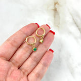 Candongas Piedra Colgante 4.3gr / 2.2cm / Esmeraldas 1 QTS Oro Amarillo (Joya)