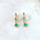 Candongas Piedra Colgante 4.3gr / 2.2cm / Esmeraldas 1 QTS Oro Amarillo (Joya)
