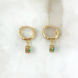 Candongas Piedra Colgante 4.3gr / 2.2cm / Esmeraldas 1 QTS Oro Amarillo (Joya)