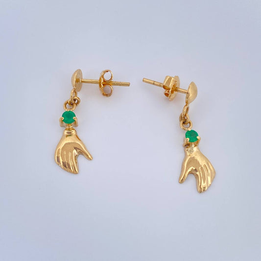 Topos Arete Mano Esmeralda 1.55gr / 2.7cm / 7.1mm Oro Amarillo 18K %