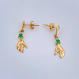 Topos Arete Mano Esmeralda 1.55gr / 2.7cm / 7.1mm Oro Amarillo 18K %