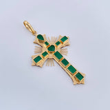 Dije Cruz Plana Aurora Esmeralda 7.1gr / 6.4cm / Oro Amarillo 18K %