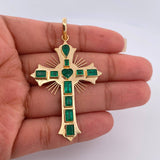 Dije Cruz Plana Aurora Esmeralda 7.1gr / 6.4cm / Oro Amarillo 18K %