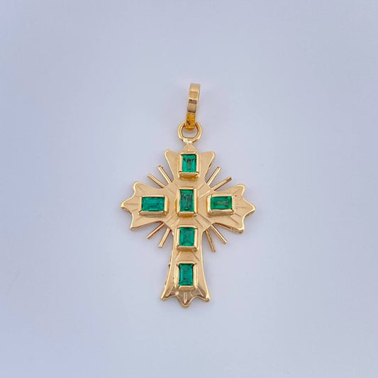Dije Cruz Plana Aurora Esmeralda 1.4gr / 2.7cm / Oro Amarillo 18K %