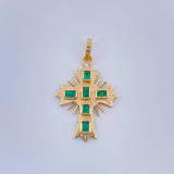 Dije Cruz Plana Aurora Esmeralda 1.4gr / 2.7cm / Oro Amarillo 18K %