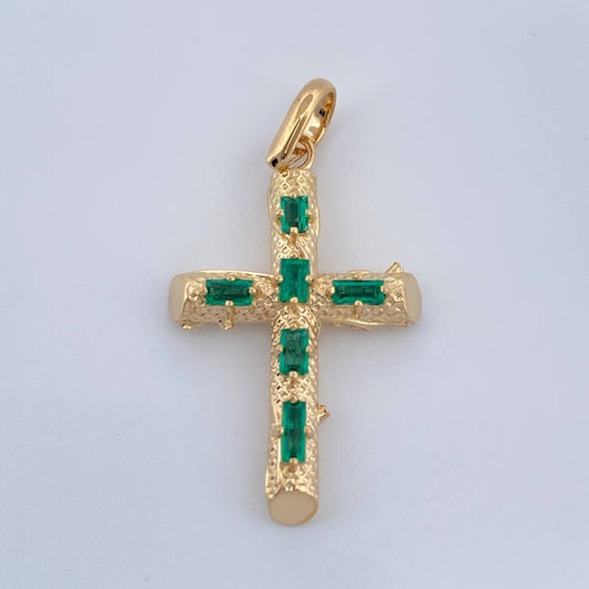 Dije Cruz Tronco Esmeralda 2.4gr / 3.4cm / Oro Amarillo 18K %