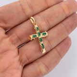 Dije Cruz Tronco Esmeralda 2.4gr / 3.4cm / Oro Amarillo 18K %