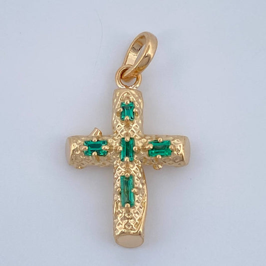Dije Cruz Tronco Esmeralda 1.35gr / 2.2cm / Oro Amarillo 18K %