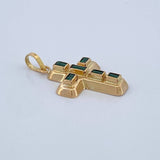 Dije Cruz Encocada Esmeralda 1.4gr / 2.5cm / Oro Amarillo 18K %