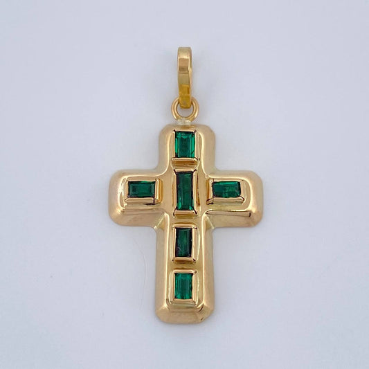 Dije Cruz Encocada Esmeralda 1.4gr / 2.5cm / Oro Amarillo 18K %