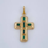Dije Cruz Encocada Esmeralda 1.4gr / 2.5cm / Oro Amarillo 18K %