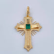 Dije Cruz Plana Esmeralda 2.9gr / 4cm / Oro Amarillo 18K %
