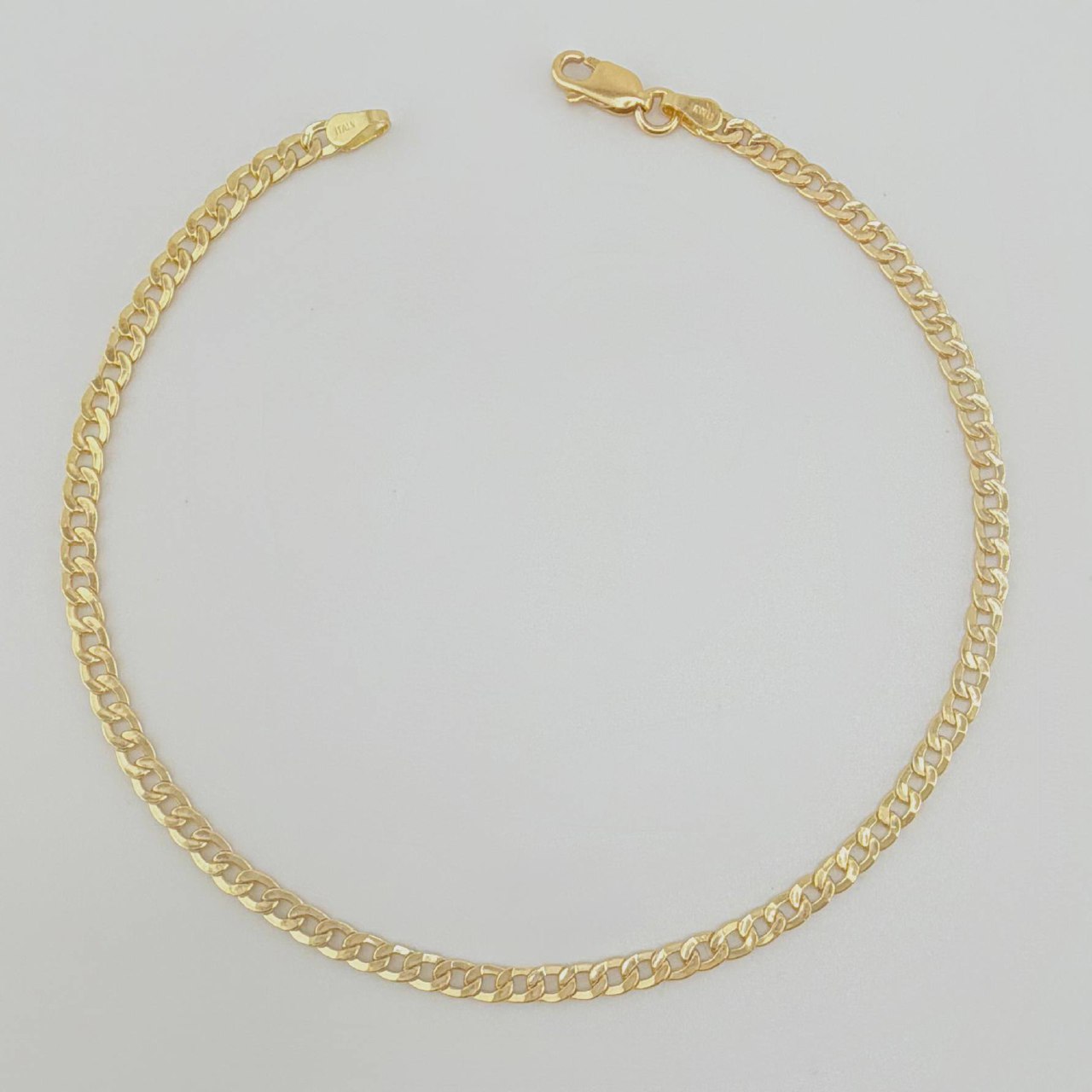 Tobillera Cubana 3.4gr / 24.5cm / 3mm Oro Amarillo +1 18K ©