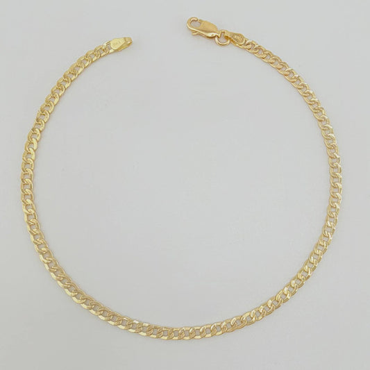 Tobillera Cubana 3.4gr / 24.5cm / 3mm Oro Amarillo +1 18K ©
