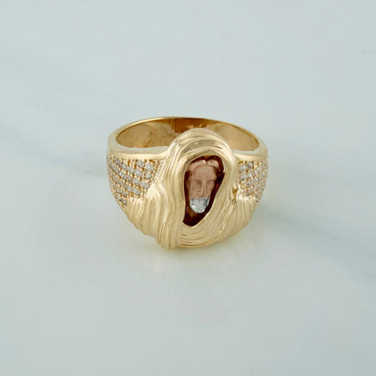 Anillo Rostro Cristo 8.15gr / T10 1/4 / Tres Oros 18K