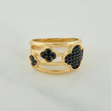 Anillo Trebol 4.35gr / T5 3/4 / Dos Oros Negro Amarillo 18K