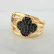 Anillo Trebol 4.35gr / T5 3/4 / Dos Oros Negro Amarillo 18K