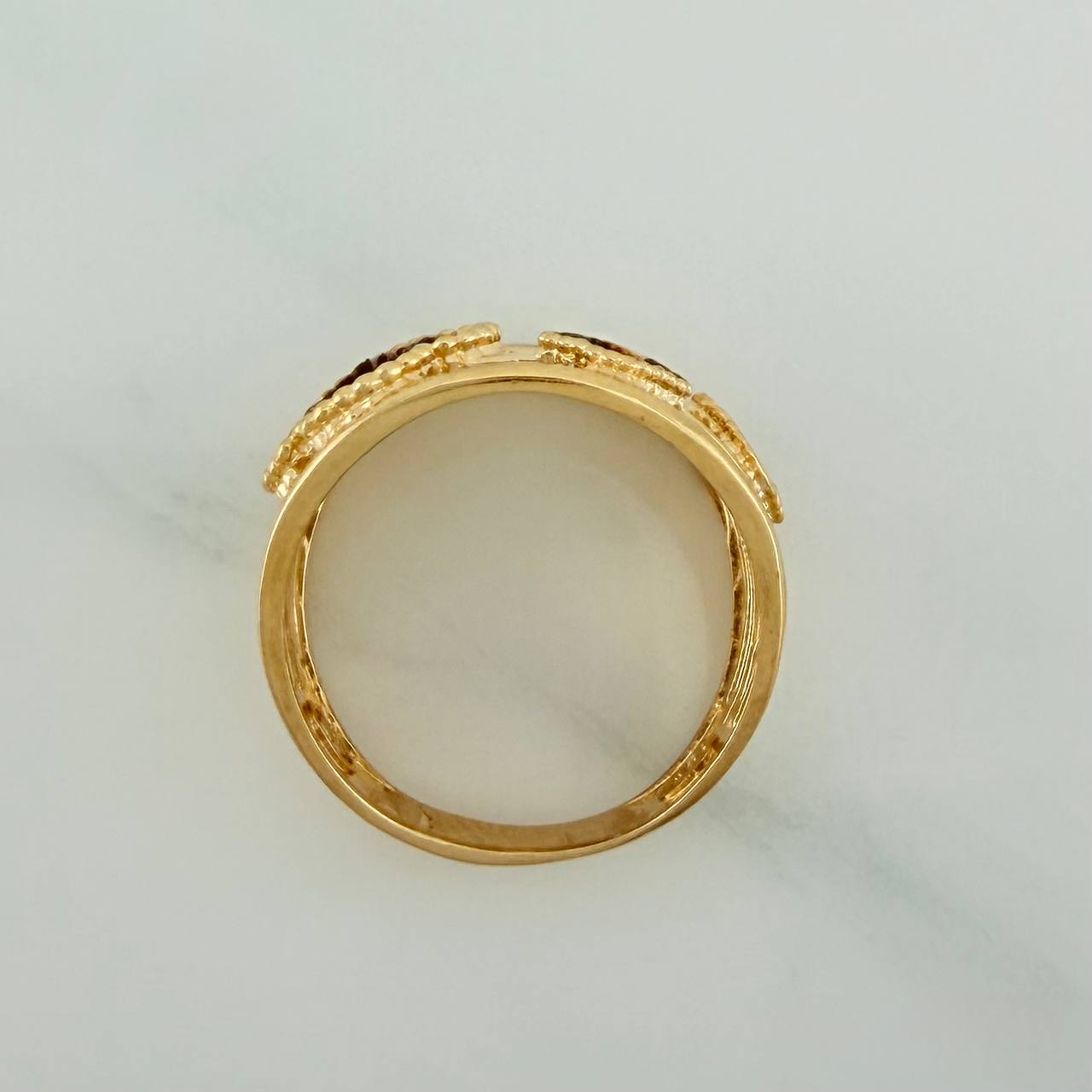 Anillo Trebol 4.35gr / T5 3/4 / Dos Oros Negro Amarillo 18K