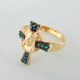 Anillo Cruz Cristo 3.95gr / T9 1/4 / Dos Oros Negro Amarillo 18K $