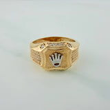 Anillo Sello Corona 8.4gr / T10 1/2 / Dos Oros Amarillo Blanco 18K $