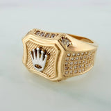 Anillo Sello Corona 8.4gr / T10 1/2 / Dos Oros Amarillo Blanco 18K $
