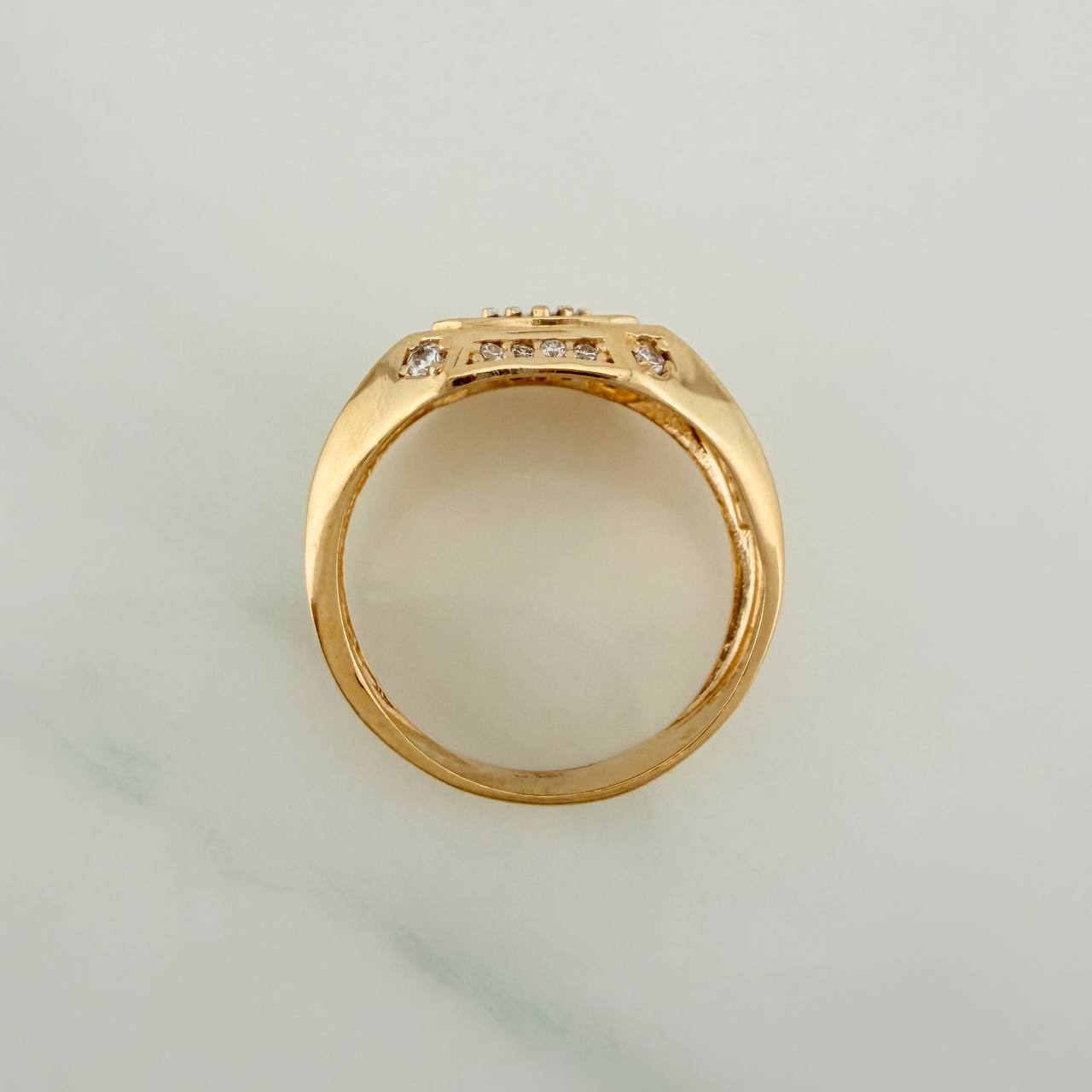 Anillo Sello Corona 8.4gr / T10 1/2 / Dos Oros Amarillo Blanco 18K $