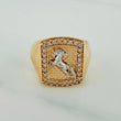 Anillo Sello Caballo 8.7gr / T9 / Dos Oros Amarillo Blanco 18K