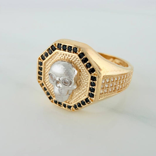 Anillo Calavera 10gr / T10 1/2 / Dos Oros Amarillo Blanco 18K