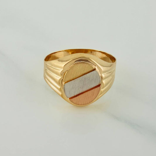 Anillo Sello Ovalado 4.45gr / T9 3/4 / Tres Oros 18K $