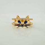 Anillo Rostro Gato 3.35gr / T6 1/4 / Dos Oros Negro Amarillo 18K