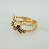 Anillo Rostro Gato 3.35gr / T6 1/4 / Dos Oros Negro Amarillo 18K