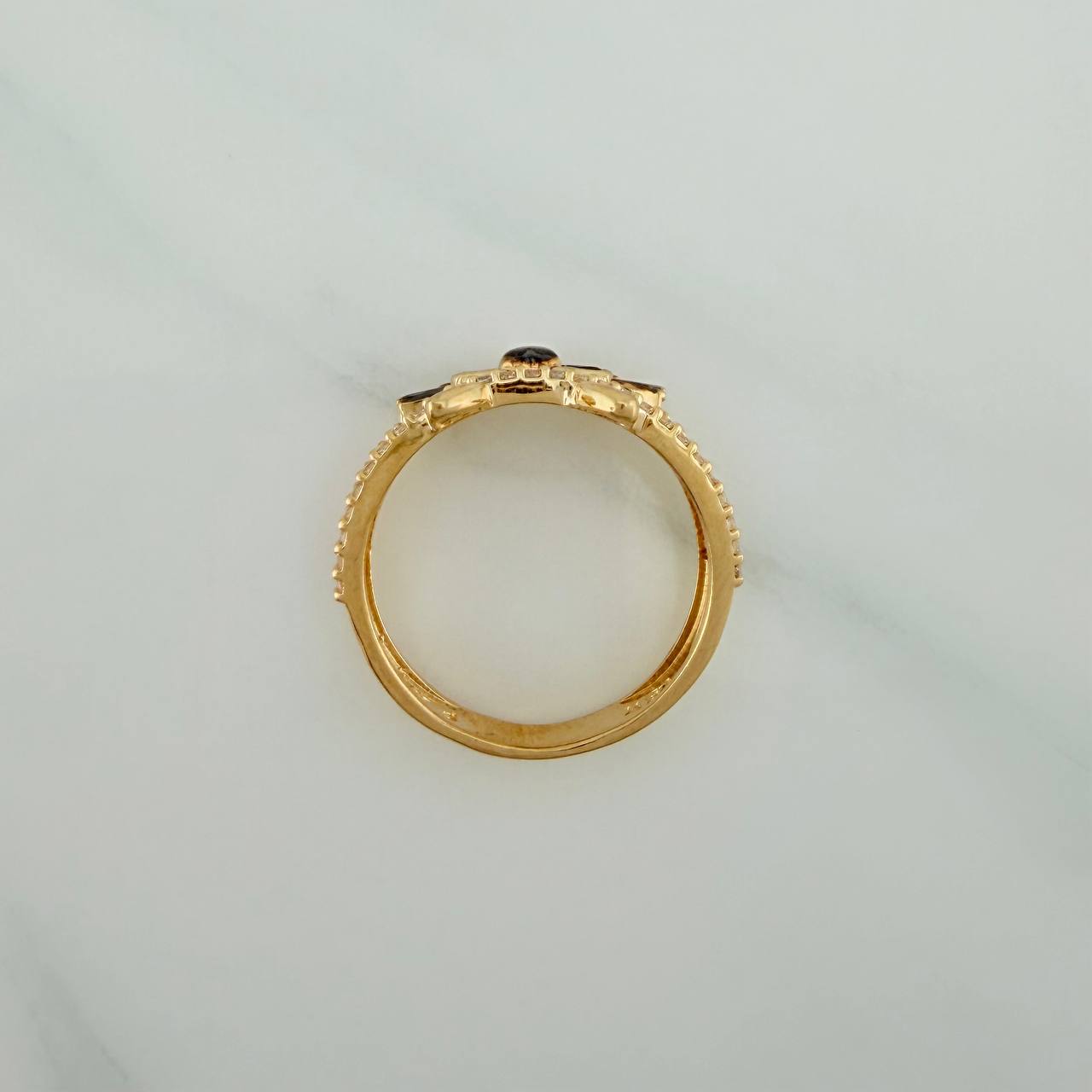 Anillo Rostro Gato 3.35gr / T6 1/4 / Dos Oros Negro Amarillo 18K