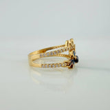 Anillo Rostro Gato 3.35gr / T6 1/4 / Dos Oros Negro Amarillo 18K
