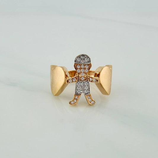 Anillo Niño Corazones 5.05gr / T6 / Dos Oros Amarillo Blanco 18K