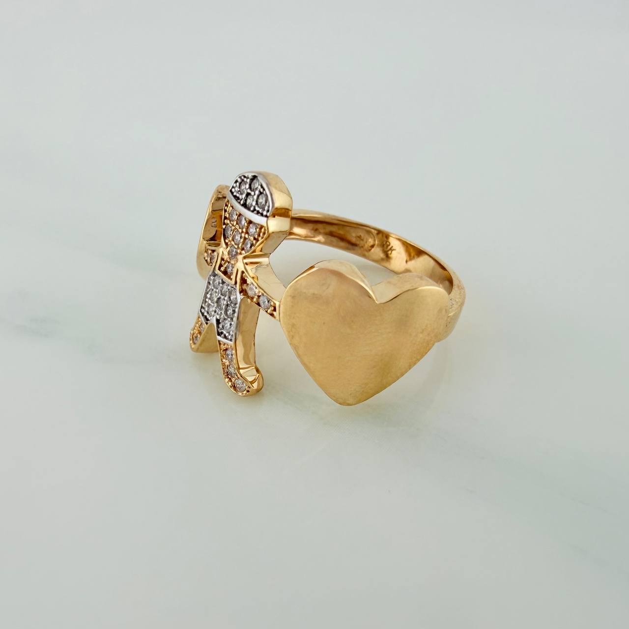 Anillo Niño Corazones 5.05gr / T6 / Dos Oros Amarillo Blanco 18K