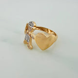 Anillo Niño Corazones 5.05gr / T6 / Dos Oros Amarillo Blanco 18K