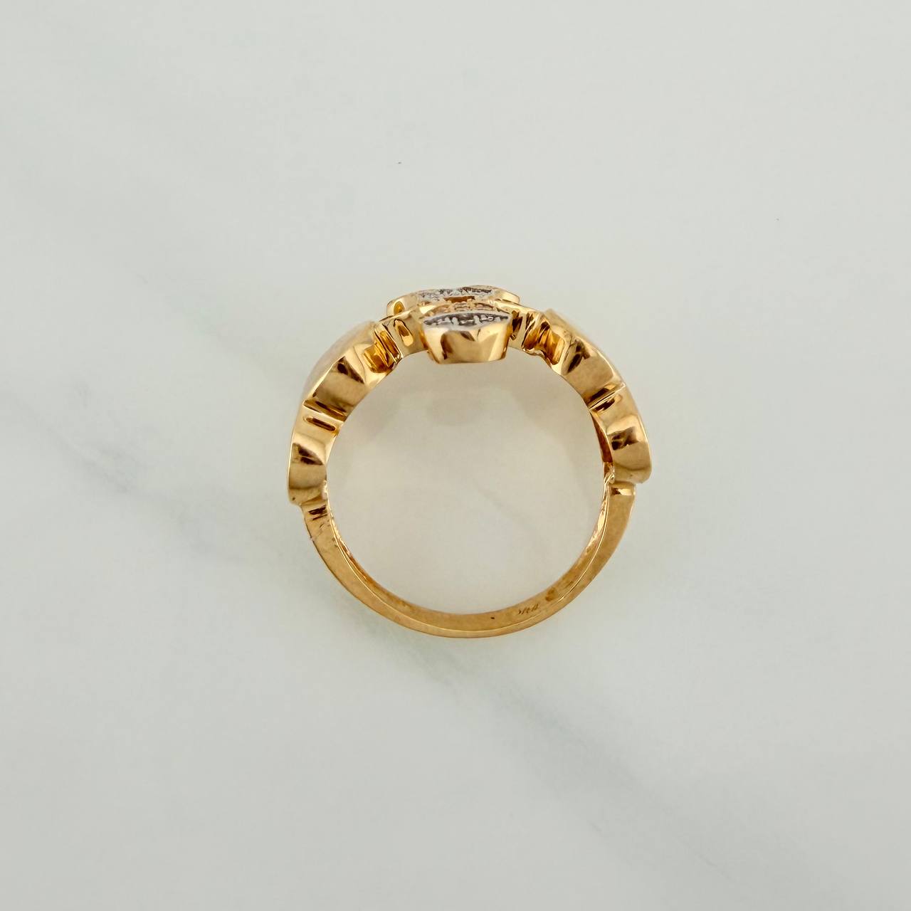 Anillo Niño Corazones 5.05gr / T6 / Dos Oros Amarillo Blanco 18K