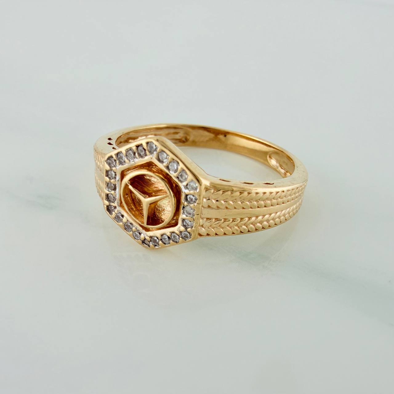 Anillo Mercedes 5gr / T9 / Dos Oros Amarillo Blanco 18K $