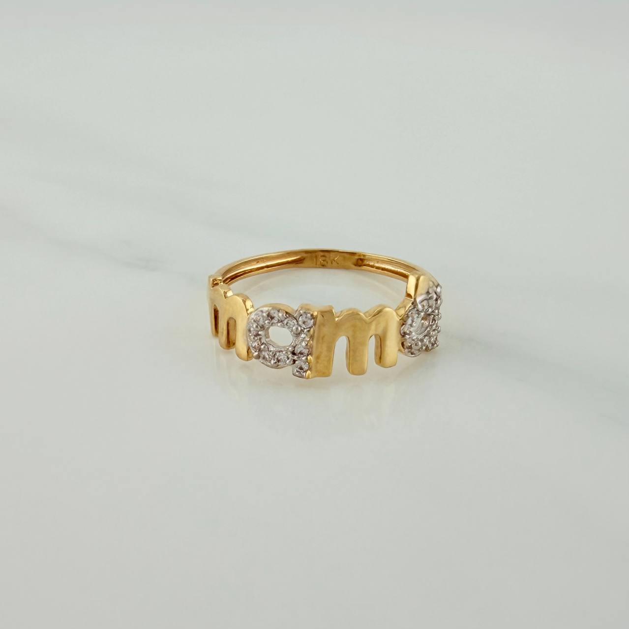 Anillo Mama 2gr / T6 3/4 / Dos Oros Amarillo Blanco 18K $