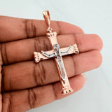 Dije Cruz Cristo 6.95gr / 5.8cm / Dos Oros Blanco Rosa 18K $