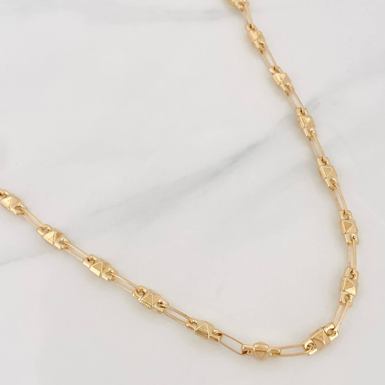 Cadena Rustico Rombo 9.6g / 60cm / 4.28mm Oro Amarillo 18K