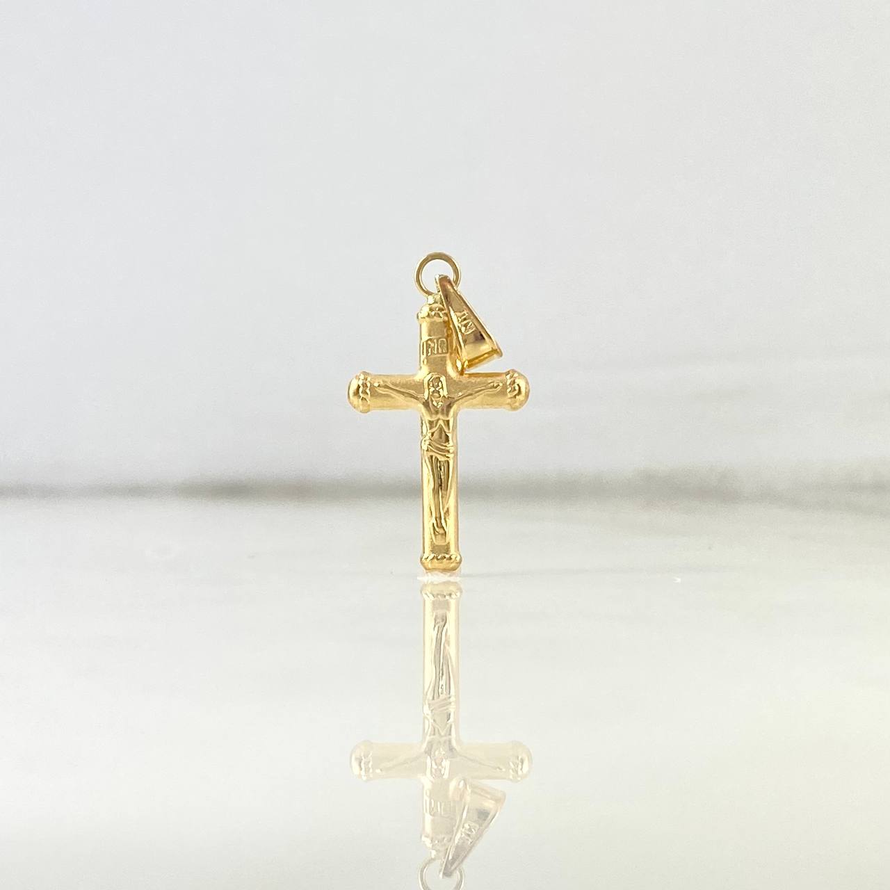 Dije Cruz Cristo 0.75gr / 2.9cm / Troquelada Mate Oro Amarillo