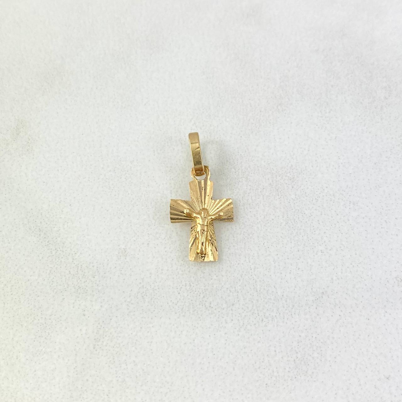 Dije Cruz Cristo 0.6gr / 1.8cm / Diamantada Oro Amarillo